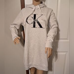 Calvin Klein Gray Hoodie Mini-Dress Small